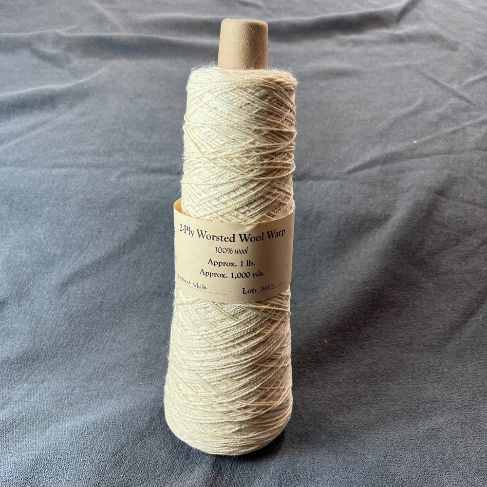 Weaving Southwest 2-Ply Worsted Wool Warp Yarn Natural White 1lb 1000 Yards Cone